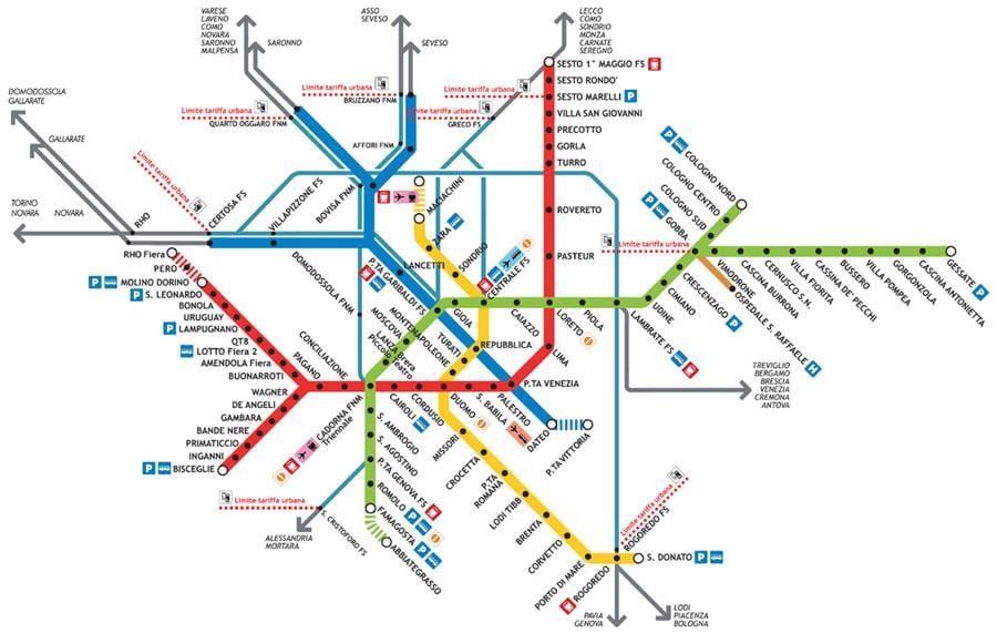 milano tube ਨਕਸ਼ਾ